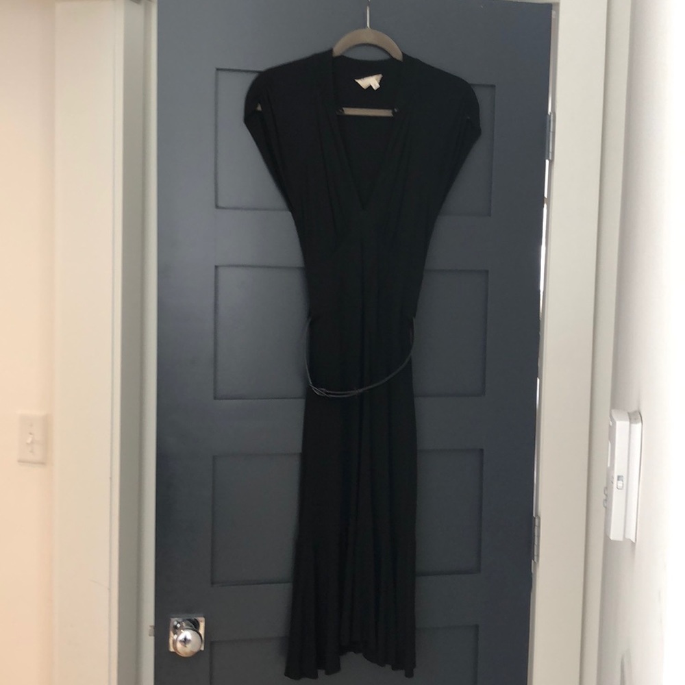 Milly black midi dress with belt size p